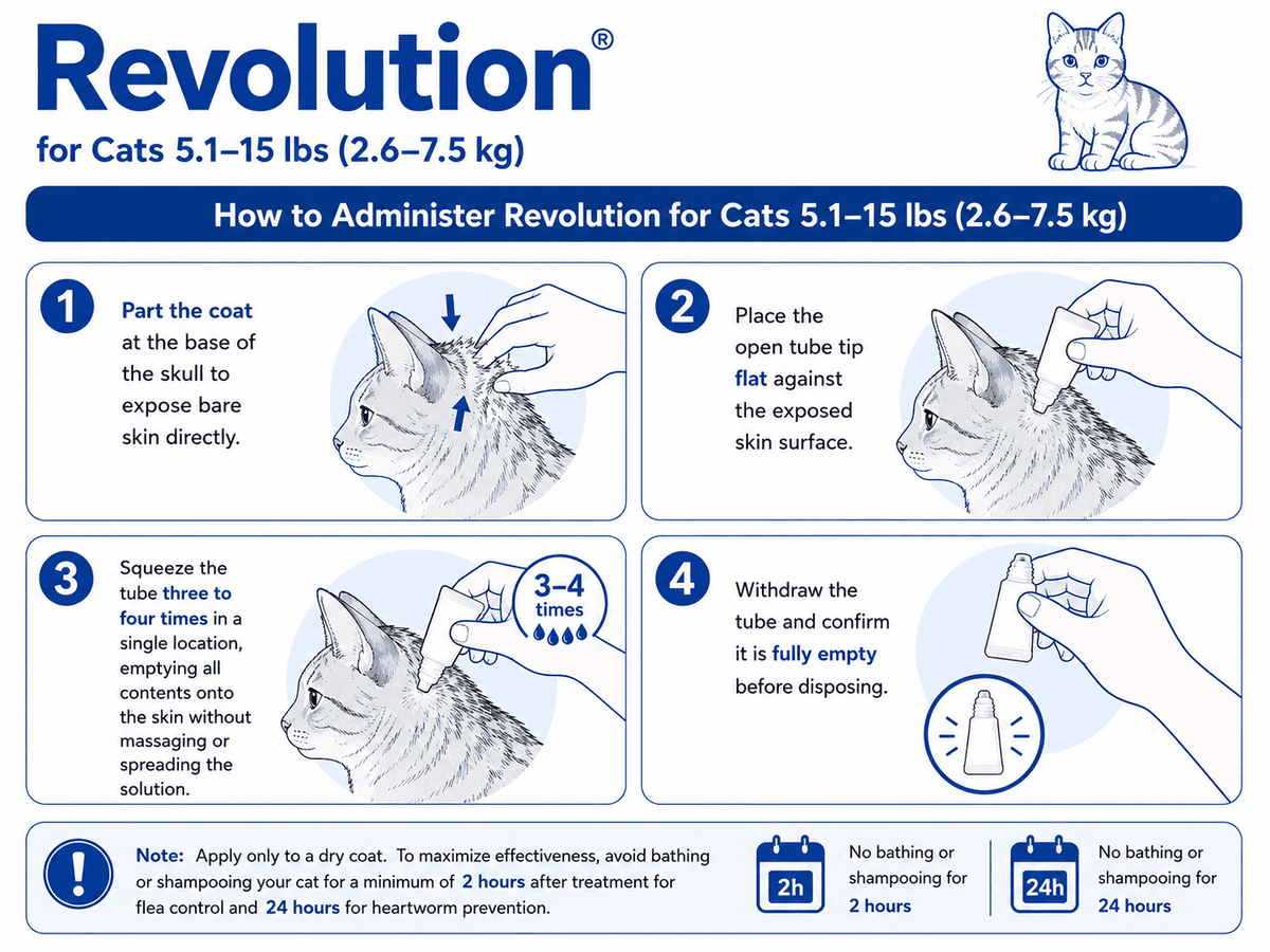 how to apply revolution for cats 5.1-15 lbs on skin