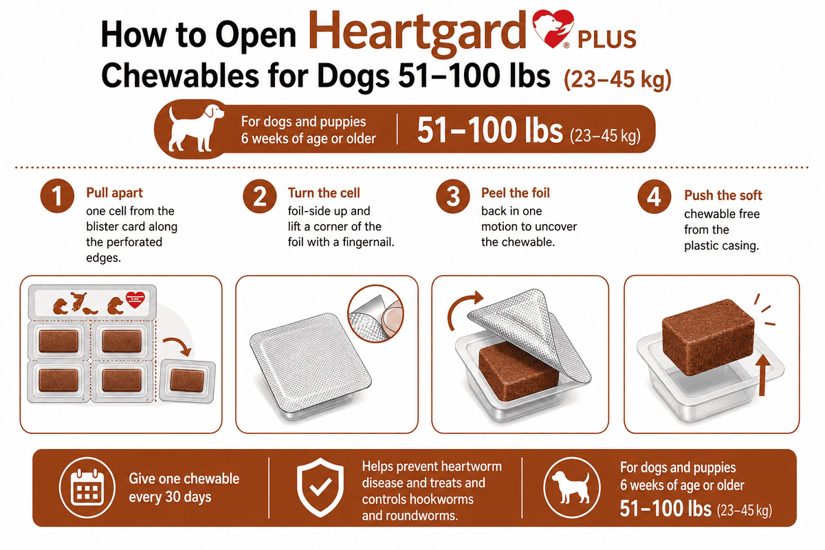how to open heartgard plus chewables for dogs 51-100 lbs