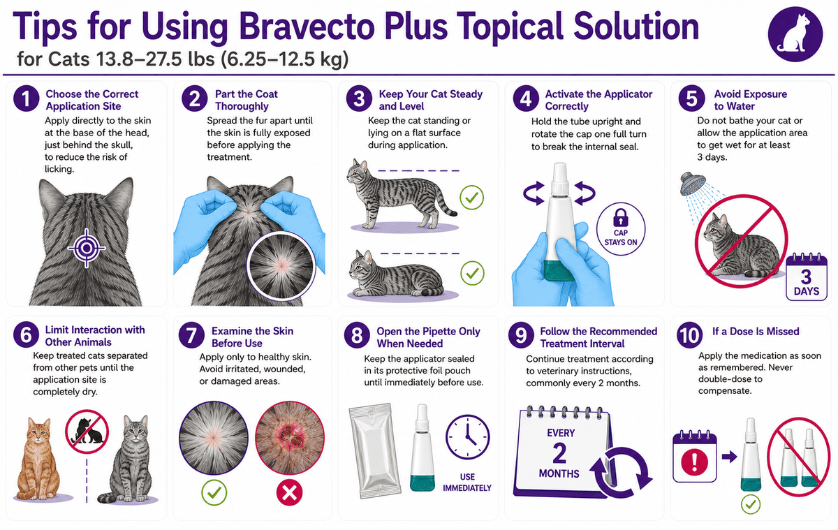 bravecto plus topical solution for cats 13.8-27.5 lbs usage tips