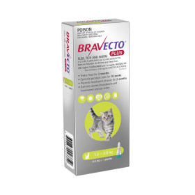Bravecto Plus Topical Solution for Cats 2.6-6.2 lbs (1.2-2.8 kg)