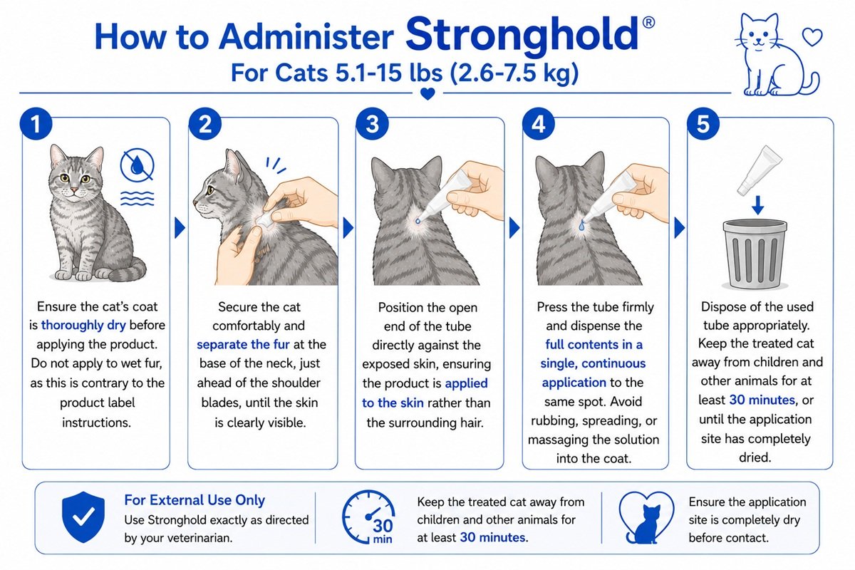 How to administer Stronghold For Cats 5.1-15 lbs safely