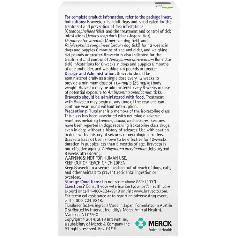 Bravecto Chews for Dogs 2244 lbs (1020 kg)