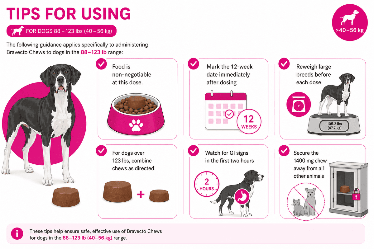 usage tips for bravecto chews for dogs 88-123 lbs
