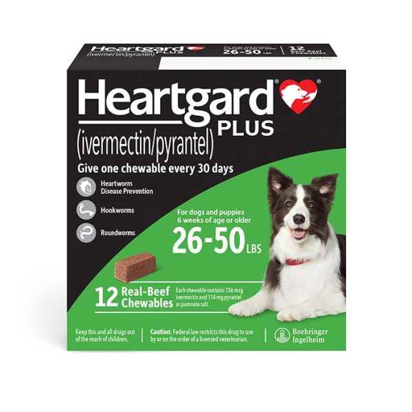 Heartgard Plus for Dogs 26-50 lbs 12 chews