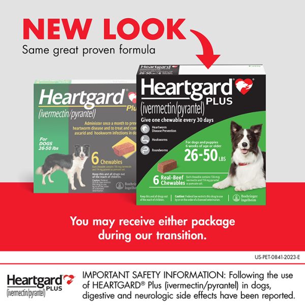 Heartgard Plus for Dogs 26-50 lbs new look