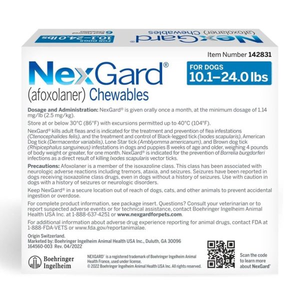 Instructions for Nexgard for dogs 10-24 lbs