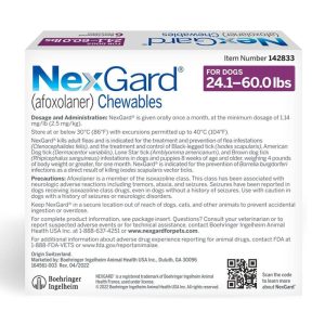 Instructions for Nexgard for dogs 24-60 lbs