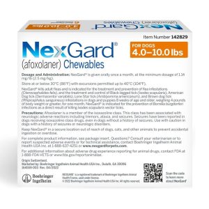 Instructions for Nexgard for dogs 4-10 lbs