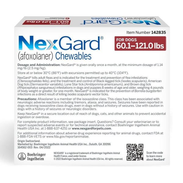Instructions for Nexgard for dogs 60-121 lbs