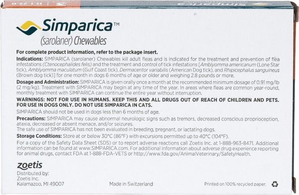 Instructions for Simparica for Dogs 11-22 lbs