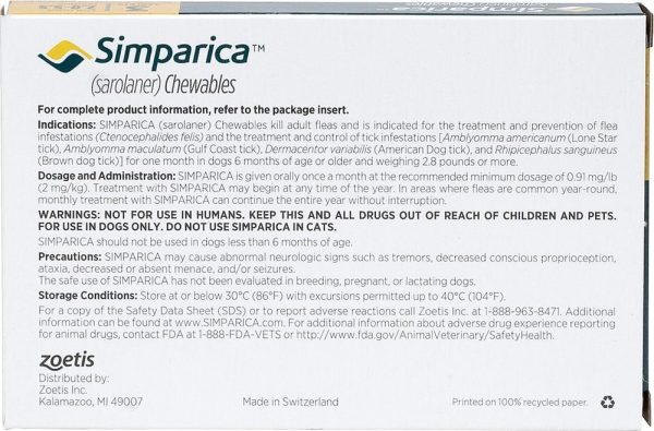 Instructions for Simparica for Dogs 2.8-5.5 lbs