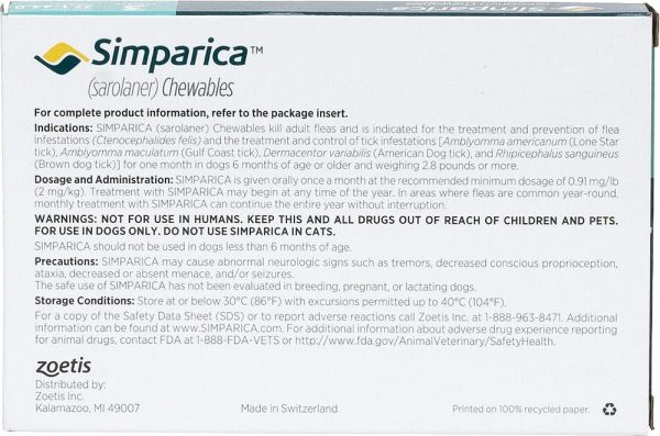 Instructions for Simparica for Dogs 22-44 lbs