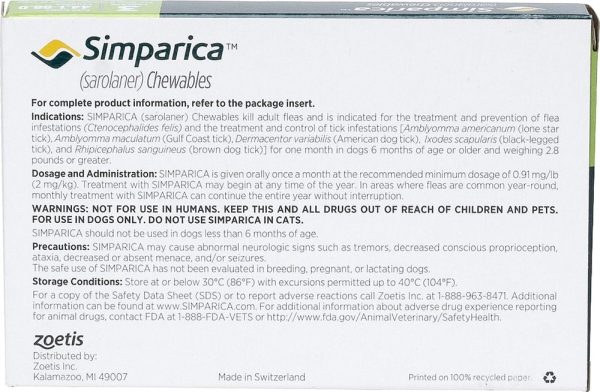 Instructions for Simparica for Dogs 44-88 lbs