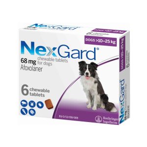 NexGard Flea and Tick Prevention Chewable Tablets for Dogs 24.1-60 lbs (10.1-25 kg) -6 chews