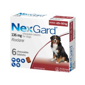 NexGard Flea and Tick Prevention Chewable Tablets for Dogs 60.1-121 lbs (25.1-50 kg) -6 chews
