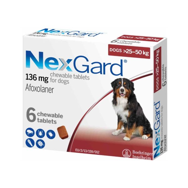 NexGard Flea and Tick Prevention Chewable Tablets for Dogs 60.1-121 lbs (25.1-50 kg) -6 chews
