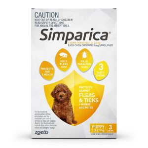 Simparica For Dogs 1.3 - 2.5kg Yellow Puppy 3 Chews