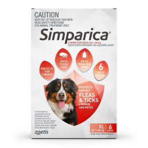 Simparica For Dogs 40.1- 60kg Red XLarge 6 Chews