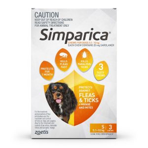 Simparica For Dogs 5.1-10kg Orange Small 3 Chews