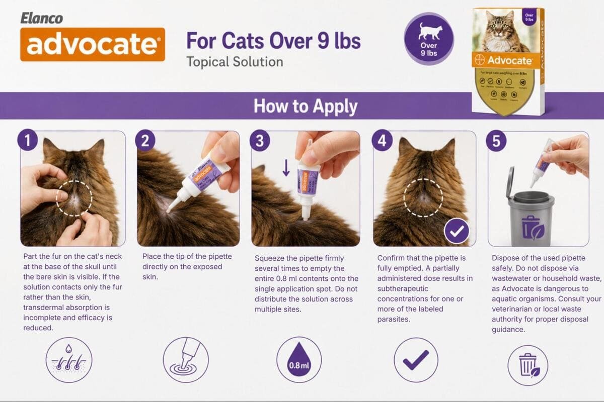 how to apply advocate for cats over 9 lbs