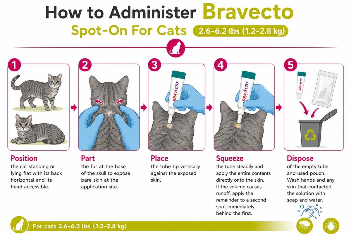 How to apply Bravecto Spot-On For Cats 2.6-6.2 lbs directly to the skin