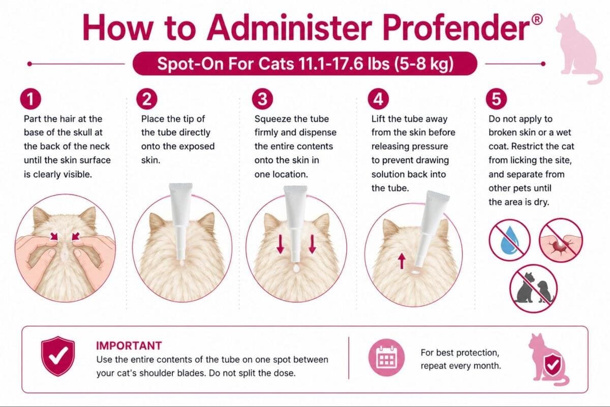 how to apply profender spot-on for cats 11.1-17.6 lbs skin