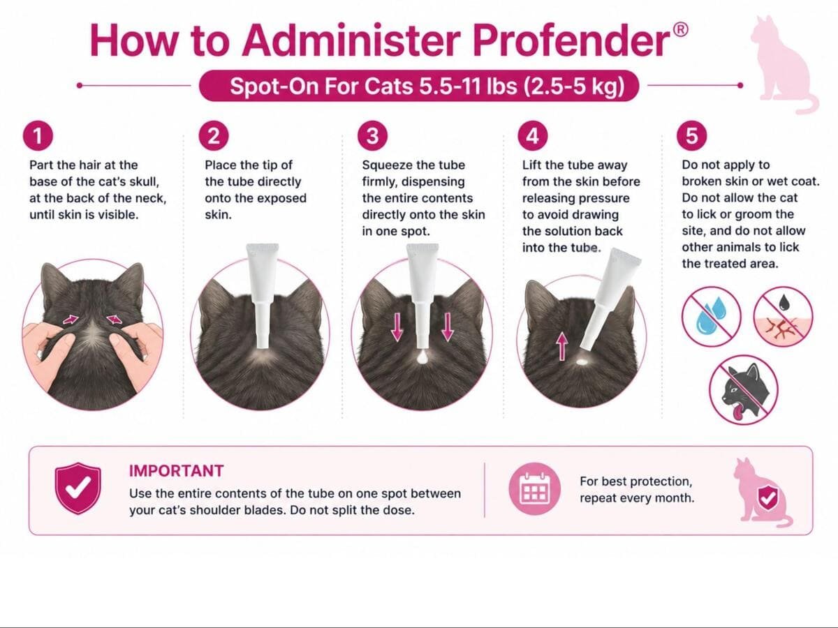 how to apply profender spot-on for cats 5.5-11 lbs skin
