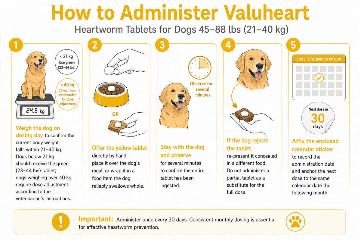 how to give valuheart heartworm tablet to dogs 45-88 lbs