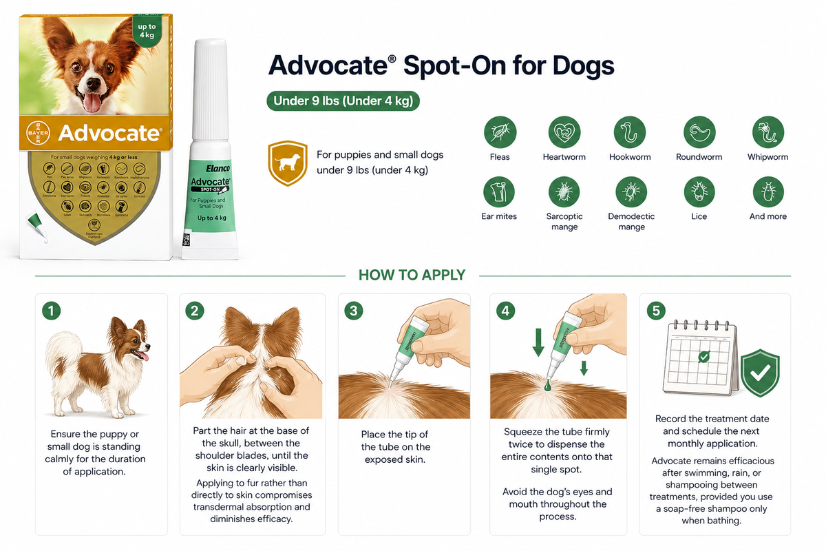 how to apply advocate spot on for dogs under 9 lbs