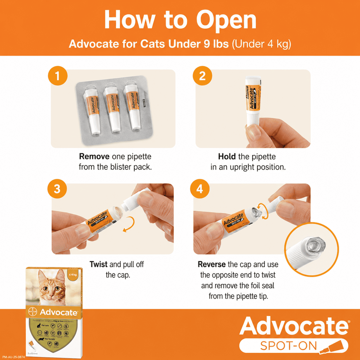 how to open advocate for cats under 9 lbs