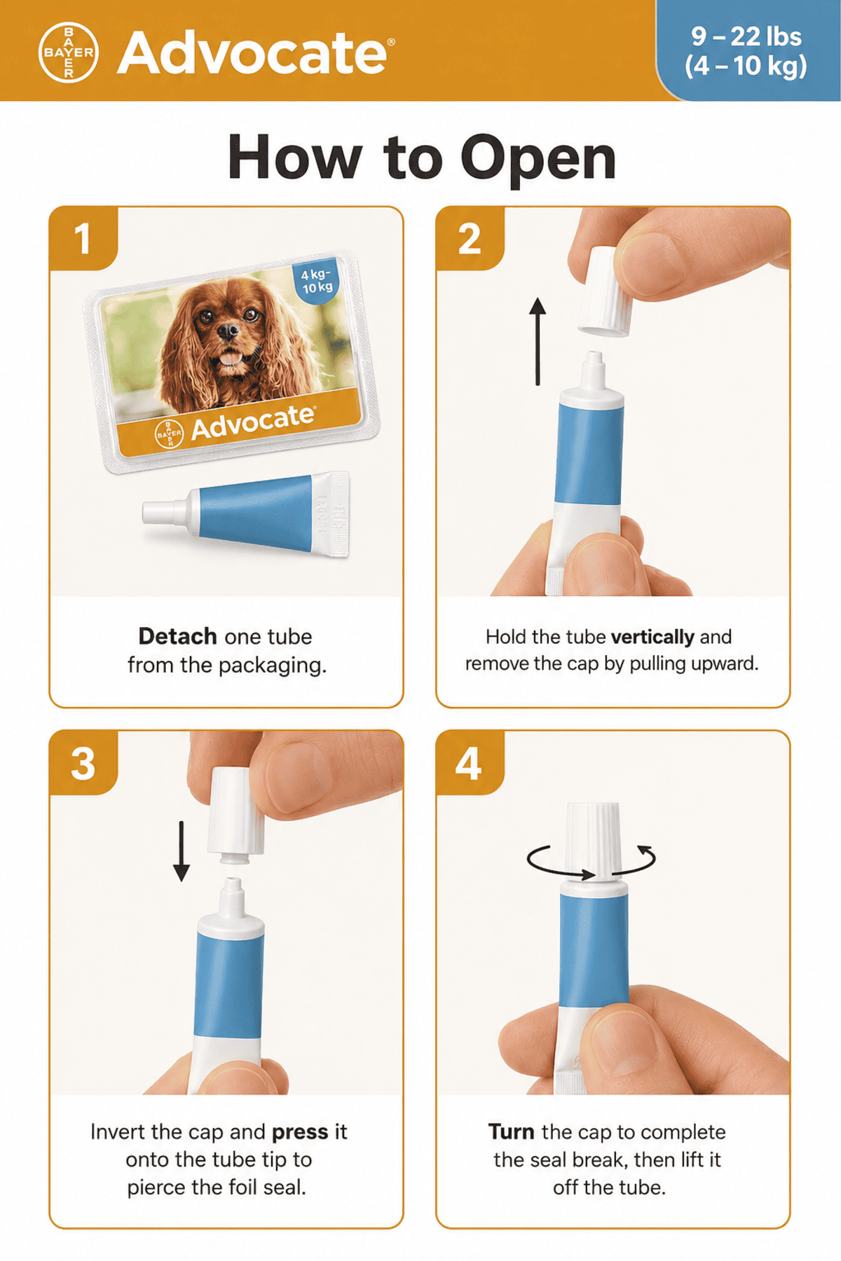 how to open advocate spot on for dogs 9-22 lbs