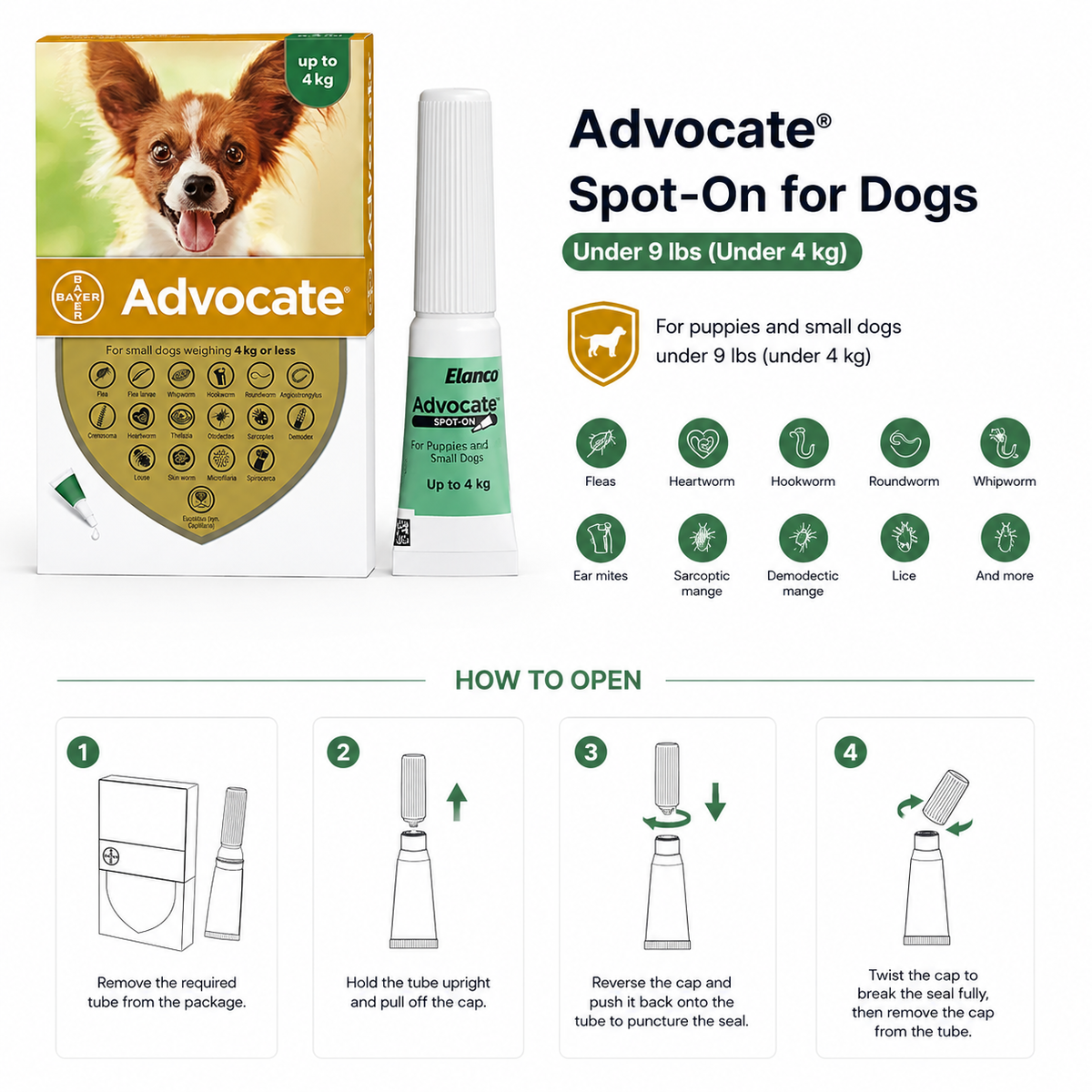 how to open advocate spot on for dogs under 9 lbs