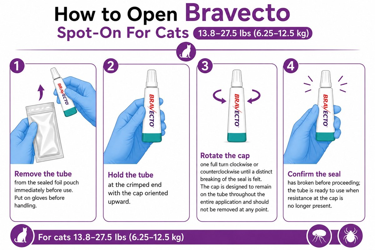 Guide to opening Bravecto Spot-On For Cats 13.8-27.5 lbs before treatment