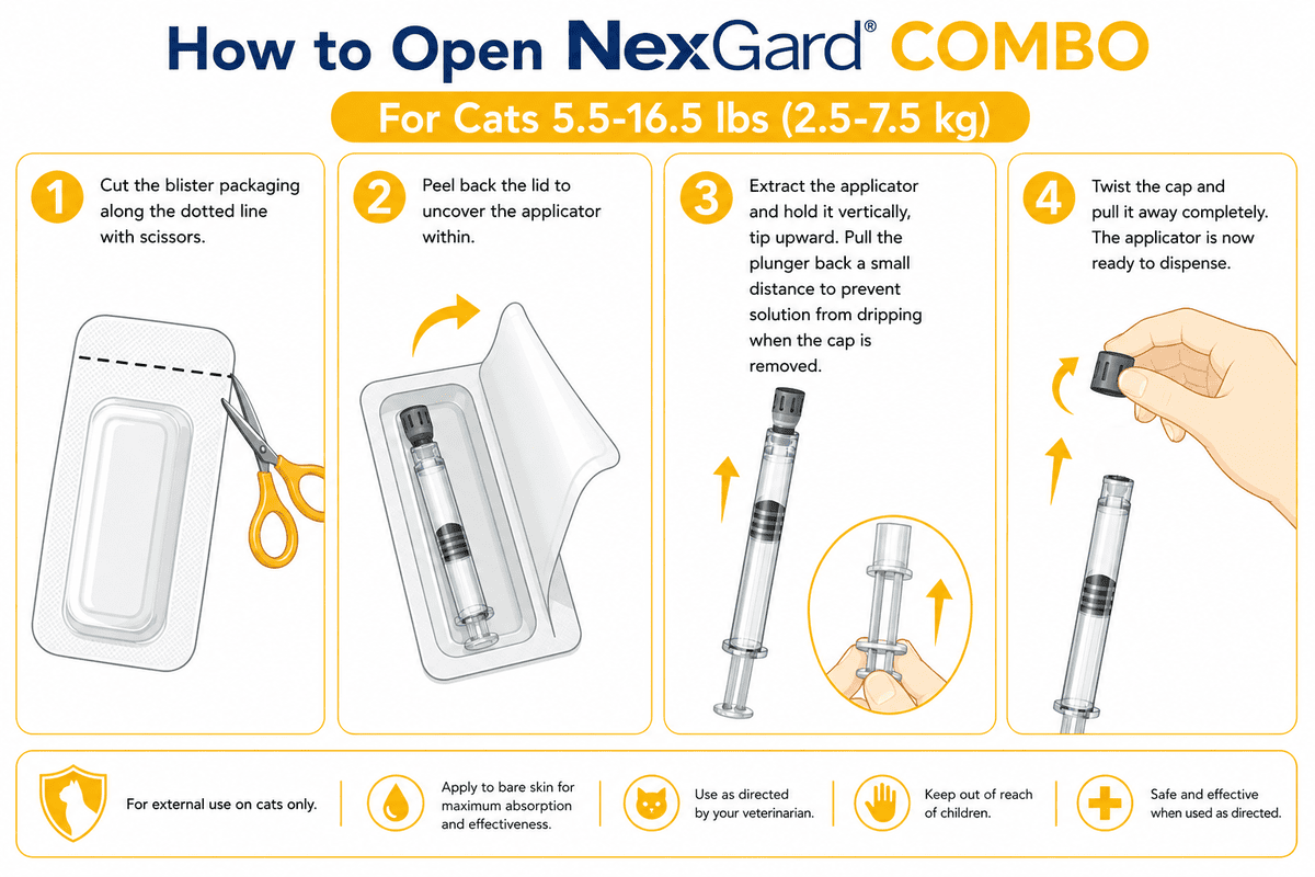 how to open nexgard combo for cats 5.5-16.5 lbs applicator