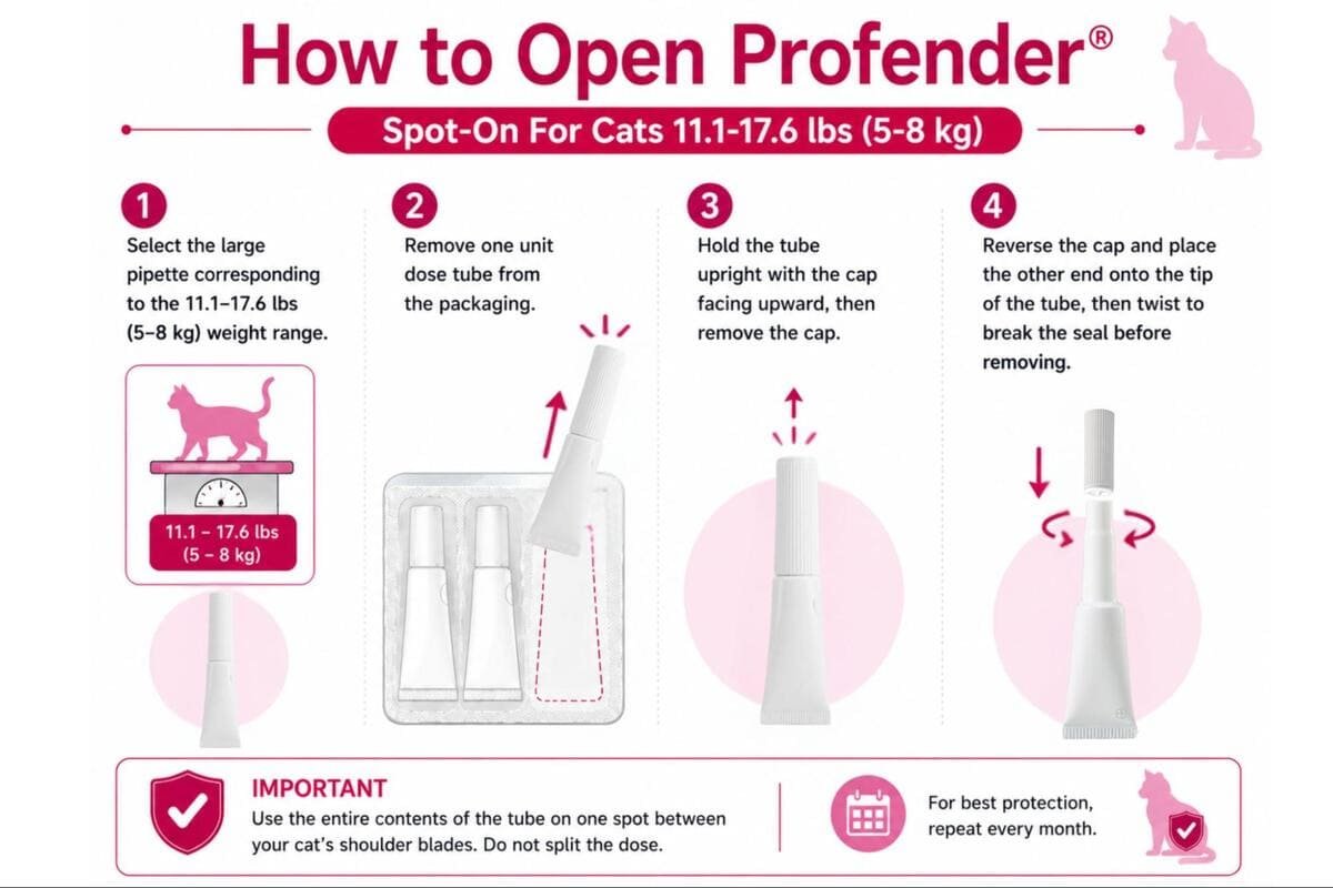 how to open profender spot-on for cats 11.1-17.6 lbs pipette