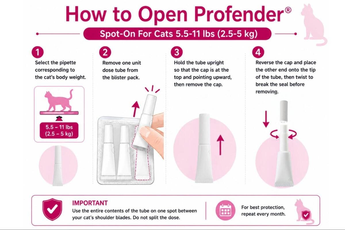 how to open profender spot-on for cats 5.5-11 lbs pipette