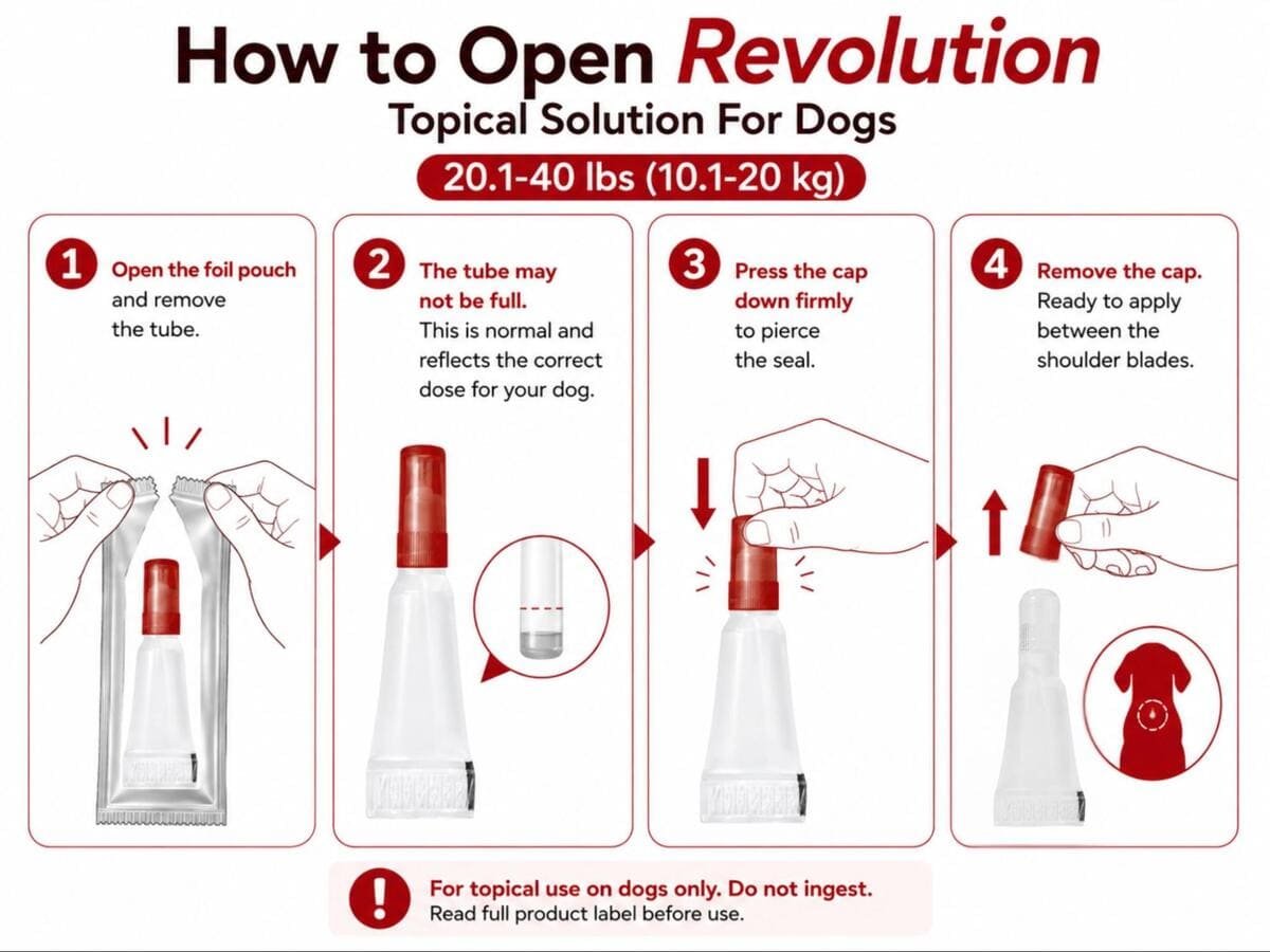 how to open revolution for dogs 20.1-40 lbs spot-on tube