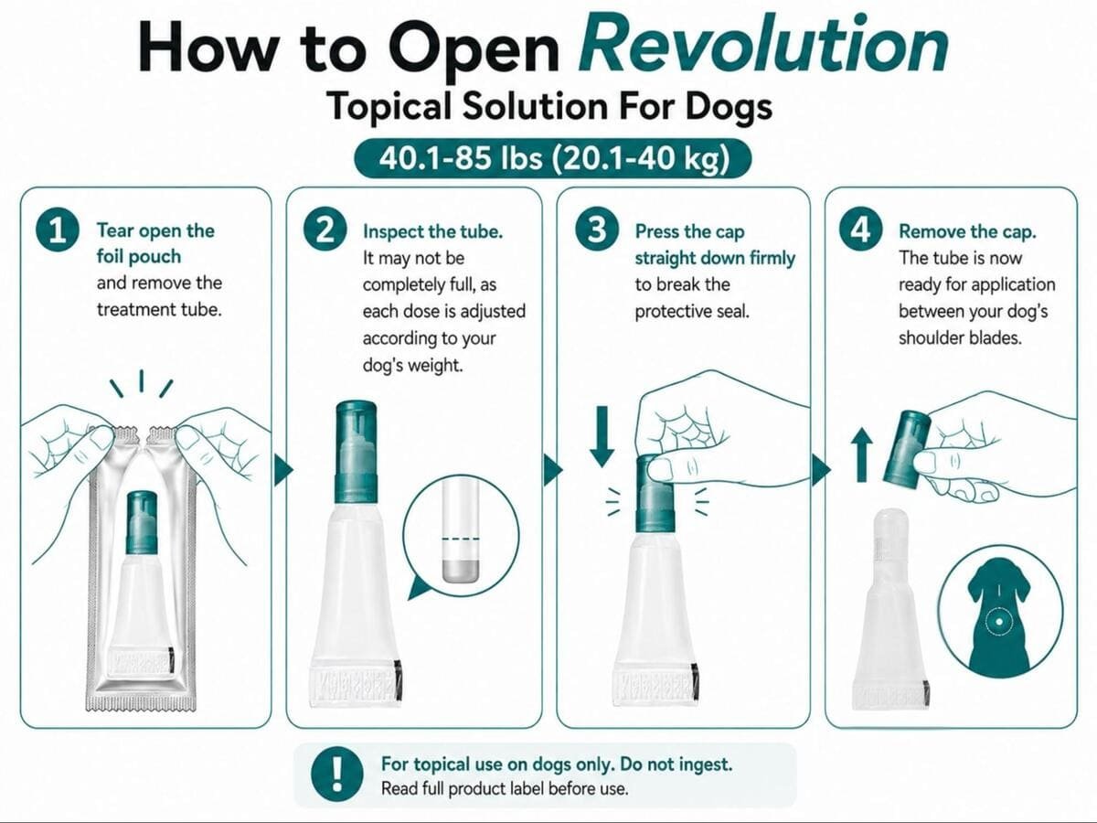 how to open revolution for dogs 40.1-85 lbs spot-on tube