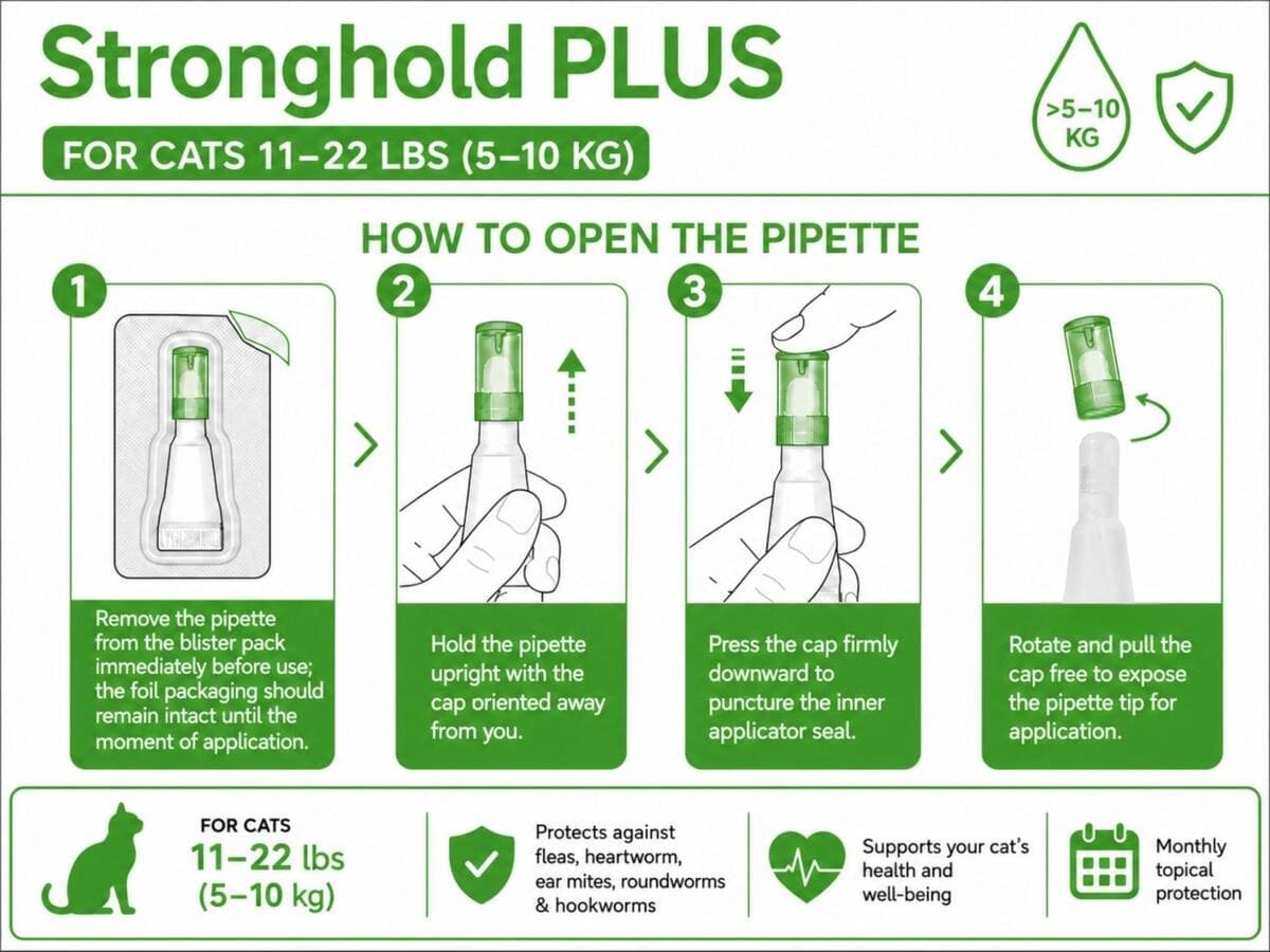 how to open stronghold plus for cats 11-22 lbs pipette