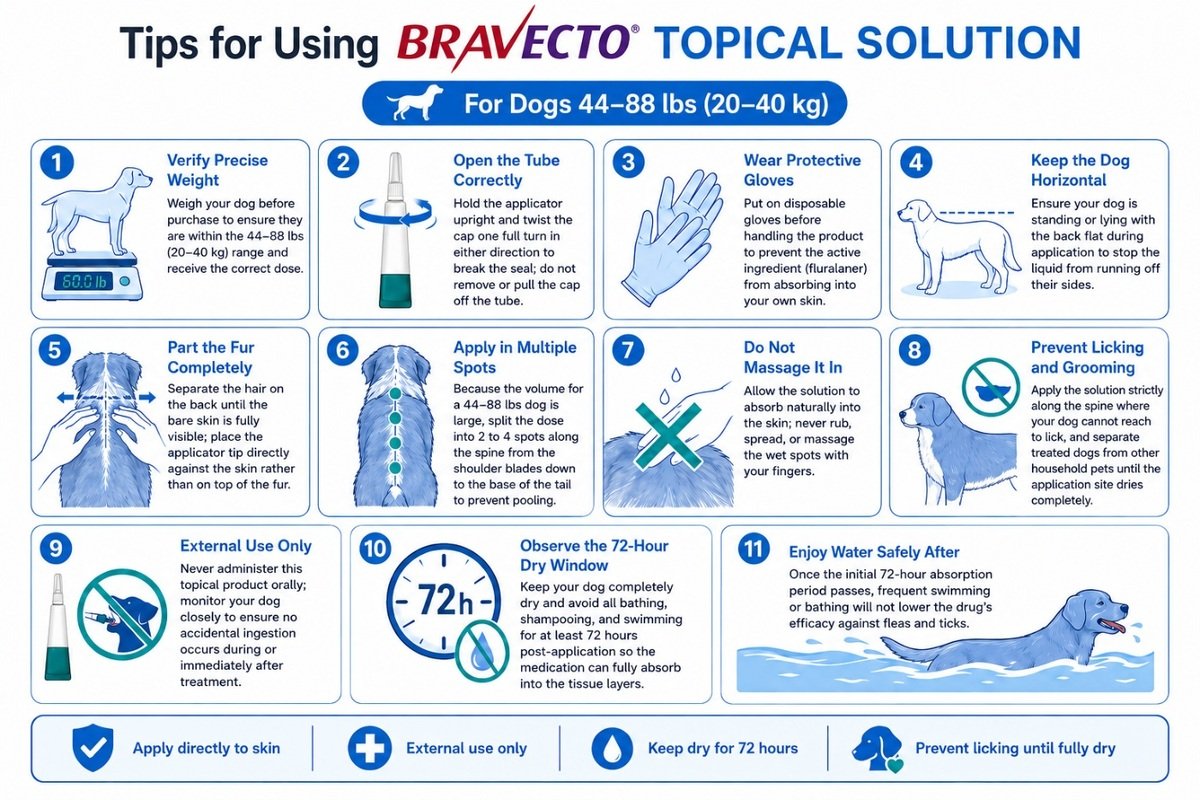 tips for using bravecto topical solution for dogs 44 - 88 lbs