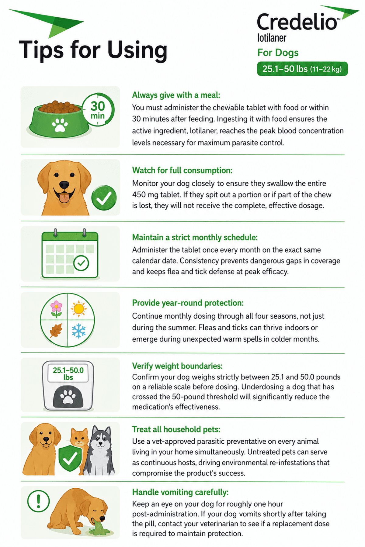 tips for using Credelio for Dogs 25.1-50 lbs