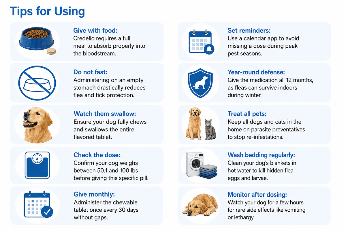 tips for using credelio for dogs 50.1-100 lbs