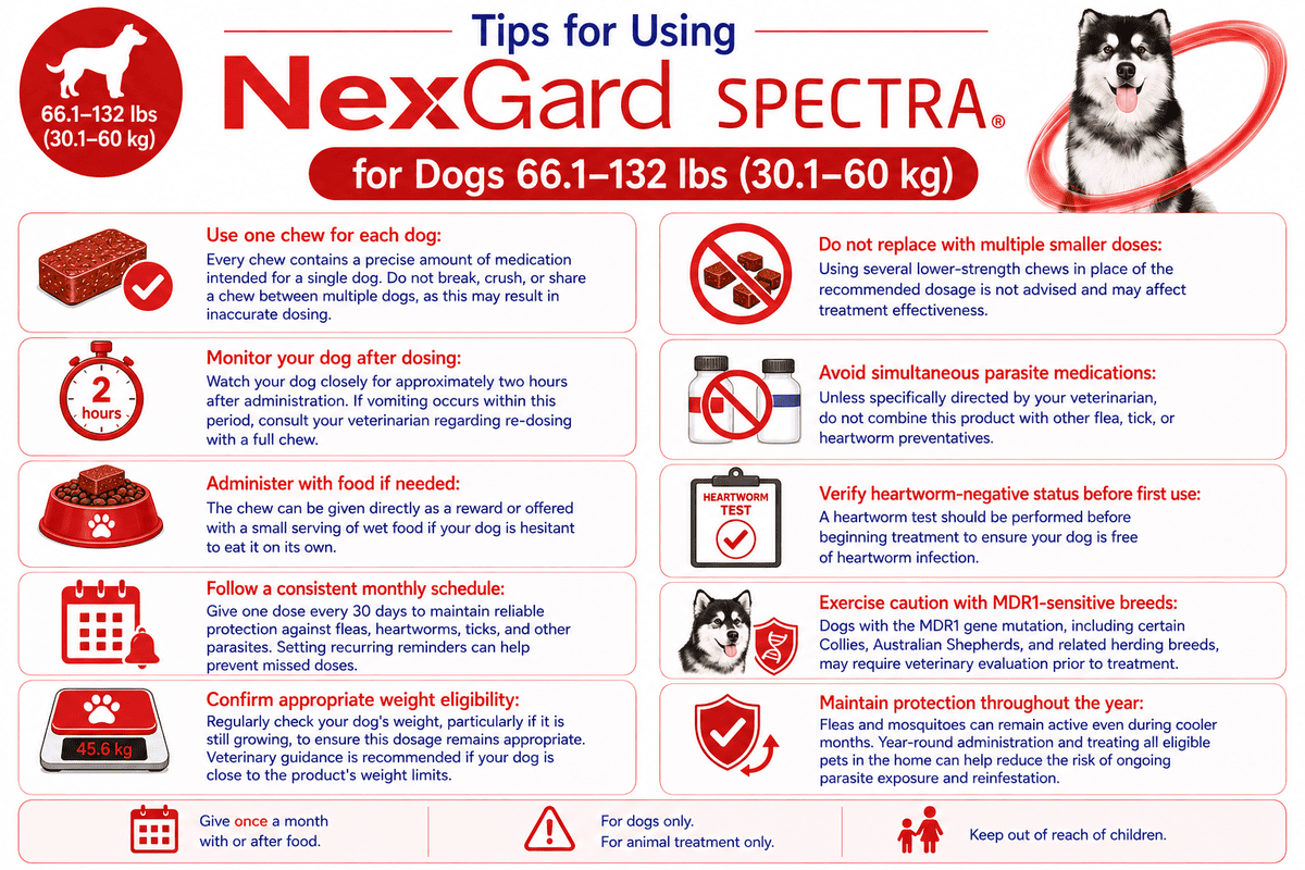 tips for using nexgard spectra for dogs 66.1-132 lbs monthly