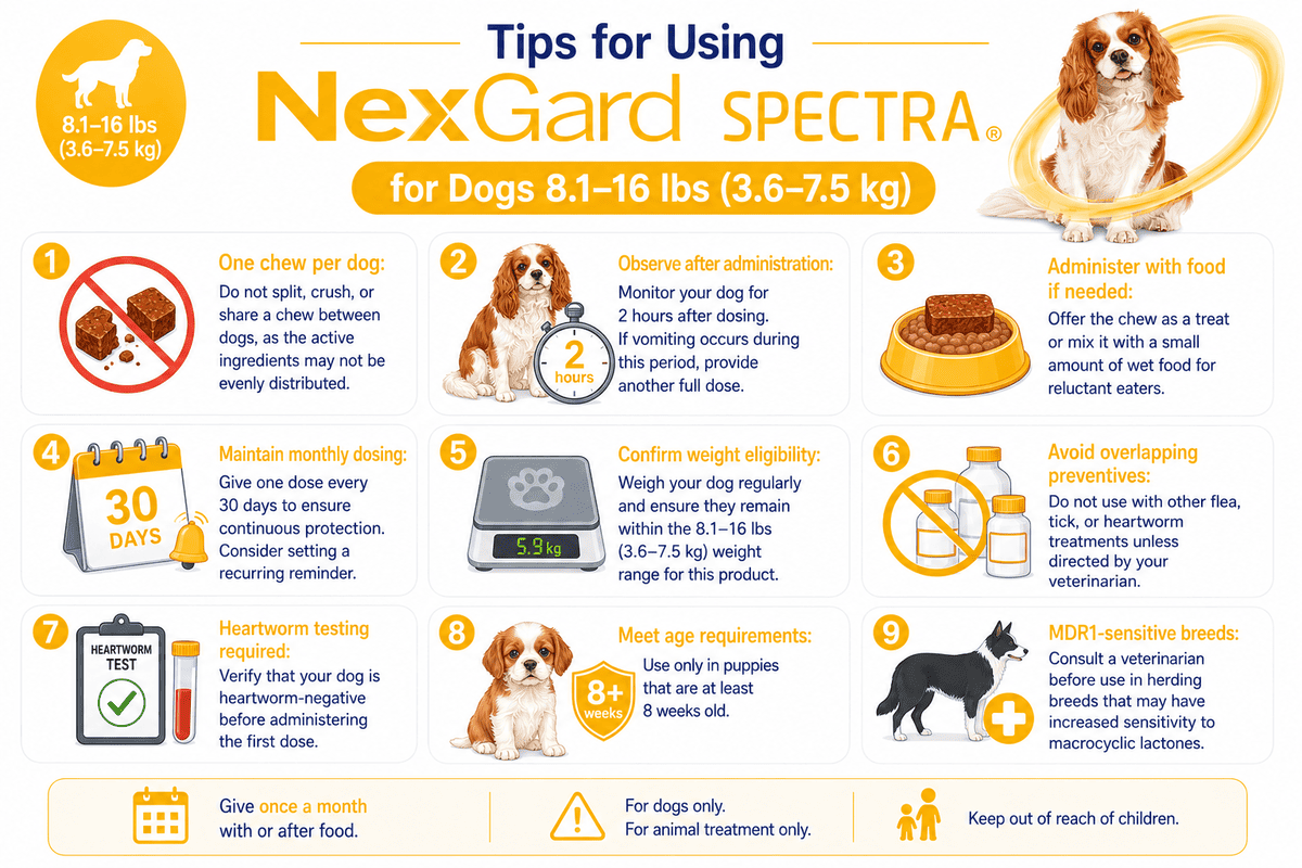 tips for using nexgard spectra for dogs 8.1-16 lbs monthly