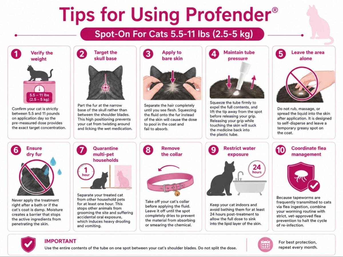 tips for using profender spot-on for cats 5.5-11 lbs dewormer
