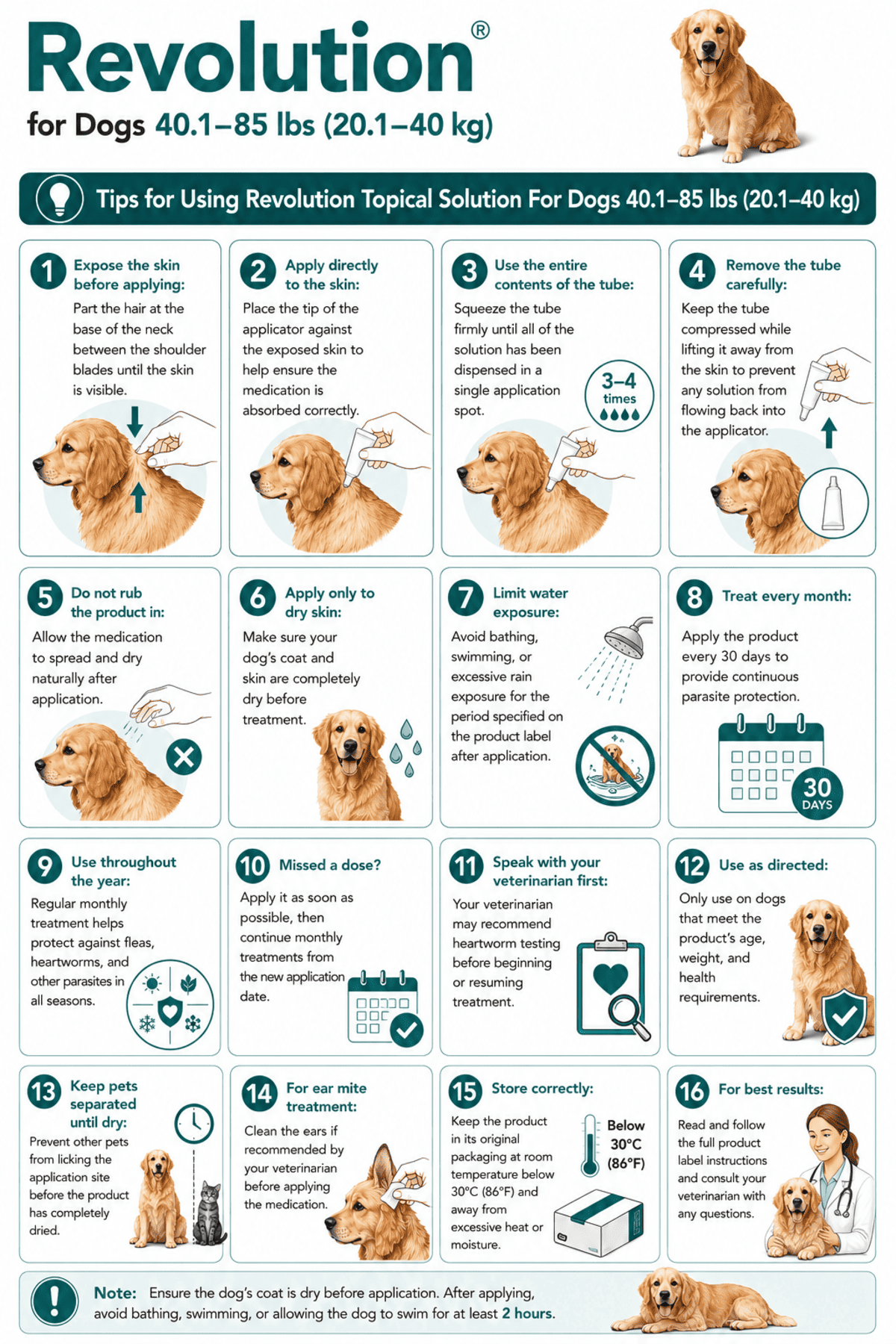 tips for using revolution for dogs 40.1-85 lbs monthly spot-on