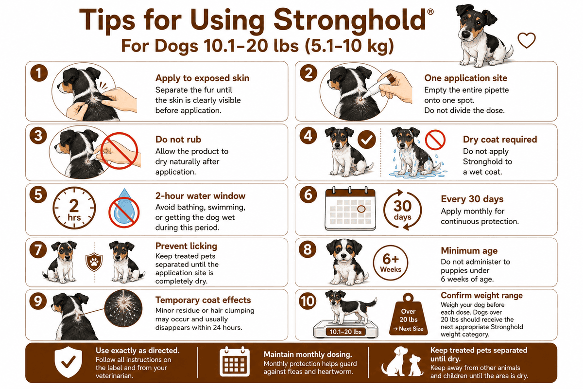 tips for using stronghold for dogs 10.1-20 lbs