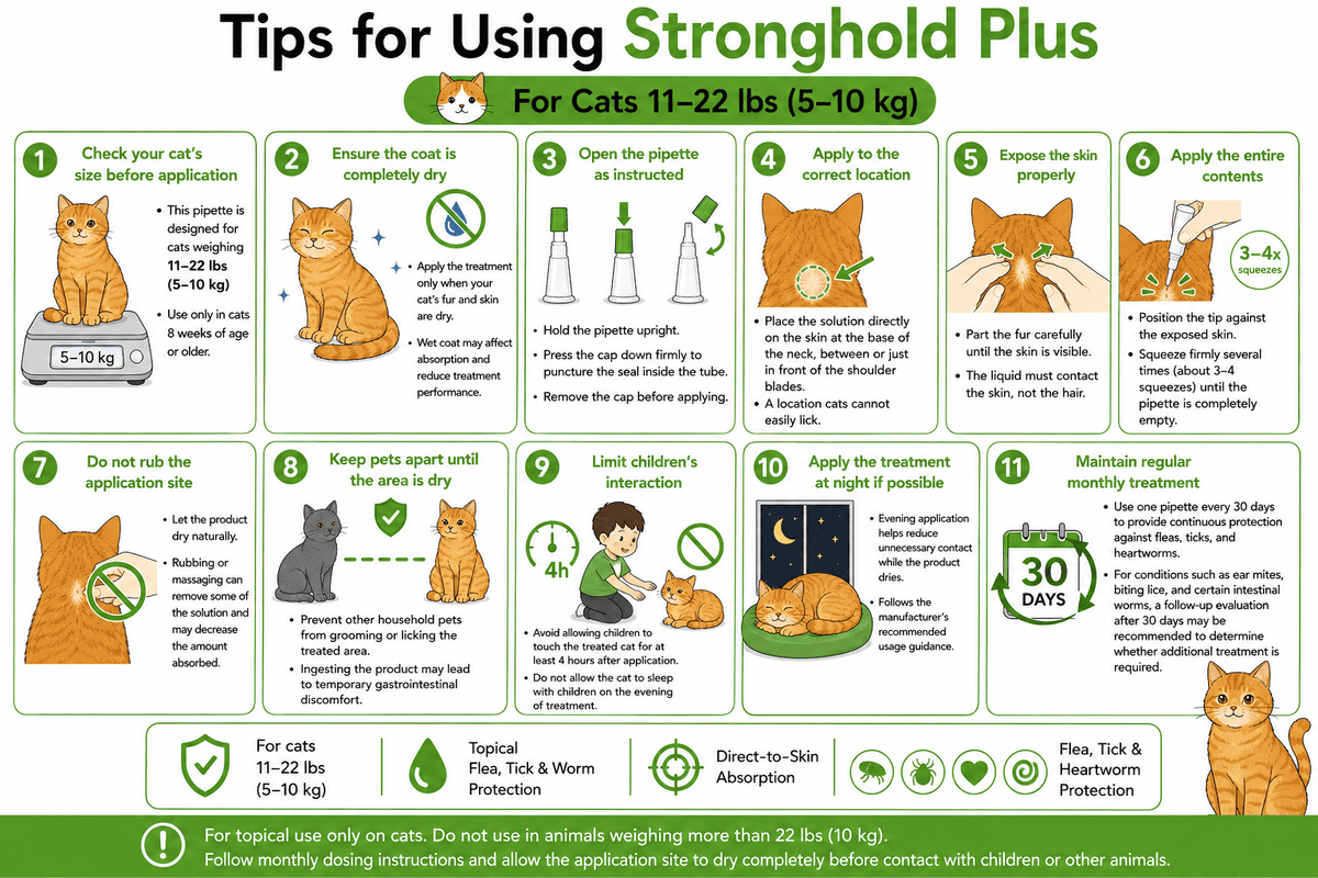 tips for using stronghold plus for cats 11-22 lbs monthly