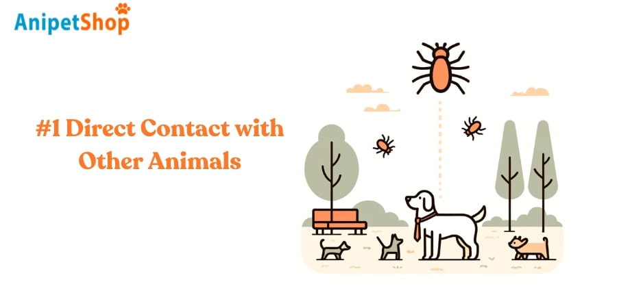 Direct contact with other animals can cause fleas on dogs 