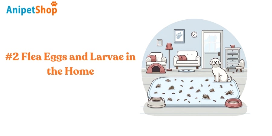 Flea eggs and larvae in the home 
